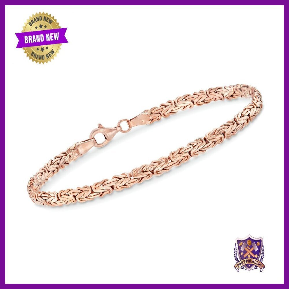 Sterling Silver Flat Byzantine Bracelet 8" Lobster Clasp Handcrafted